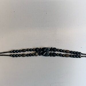 Vintage sterling silver and hematite beaded layered bracelet